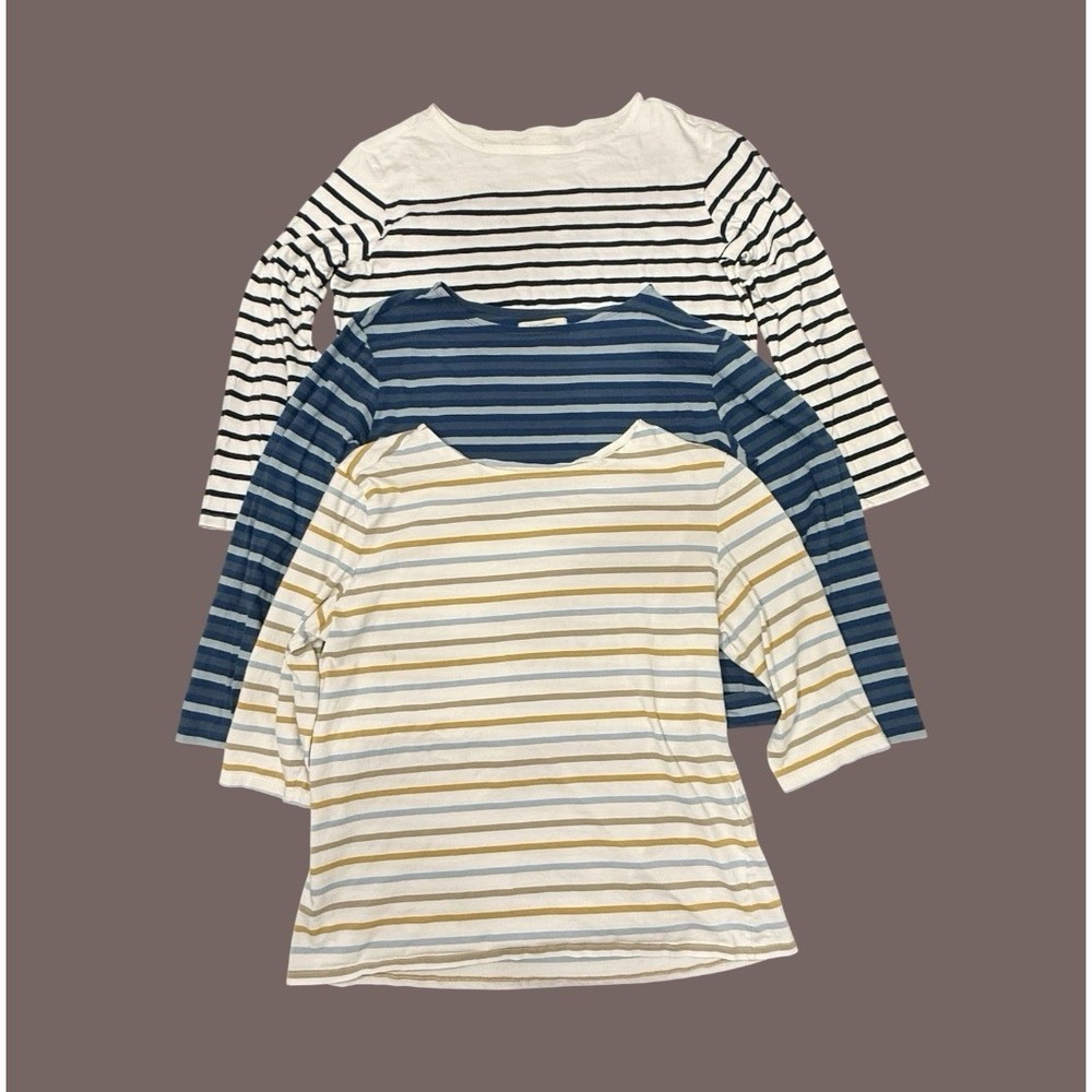 Seasalt Cornwall 100% Organic Cotton Sailor Shirt Stripe Lot Of 3 Womens US 14 L